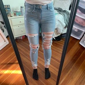 American Eagle high waisted distressed jeans